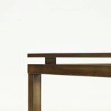 Two Tier Brass and Smoked Glass Coffee Table 1970s