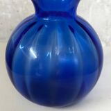 Lancel style cobalt blue vase - ball shape and collar h 25 cm