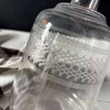 Antique engraved glass carafe with its stopper
