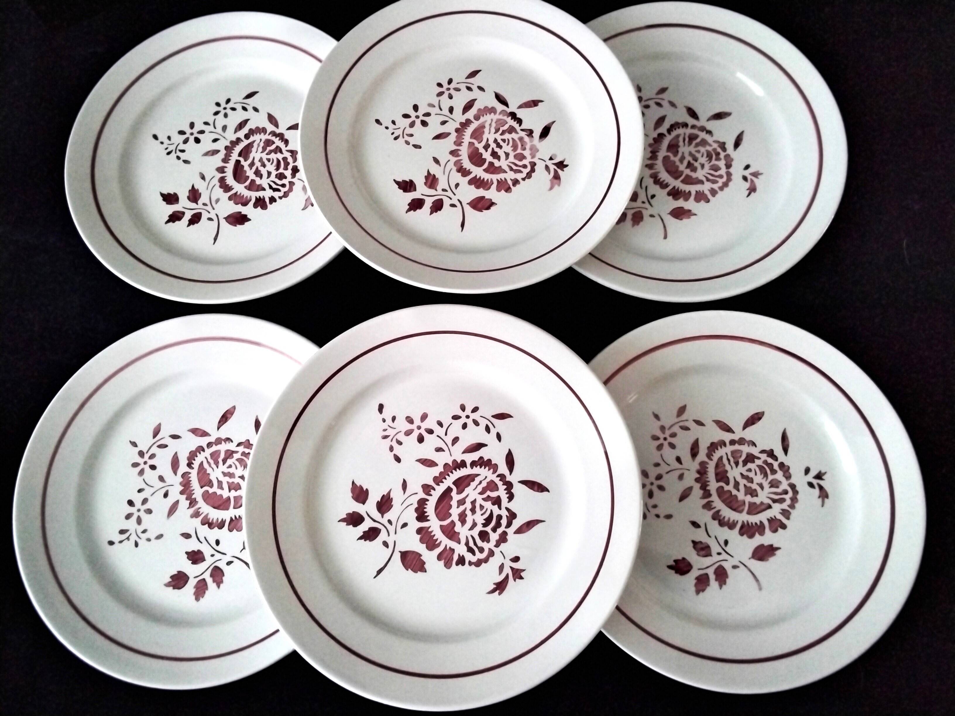 6 Lunéville earthenware dessert plates, Claudine model.