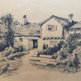 Pair of original drawings by Alice Gendreau dated 1908 "Alpine Landscapes"