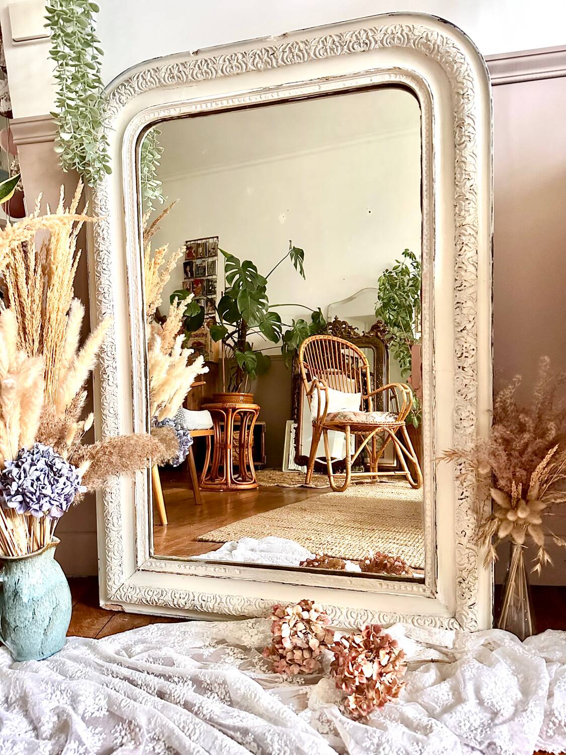 Antique Louis Philippe trumeau mirror 104 x74