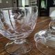 Vintage jewelry box in glass chiseled with leafy foliage on peder with lid