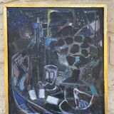 Tableau peinture moderne nature morte jeu de cartes