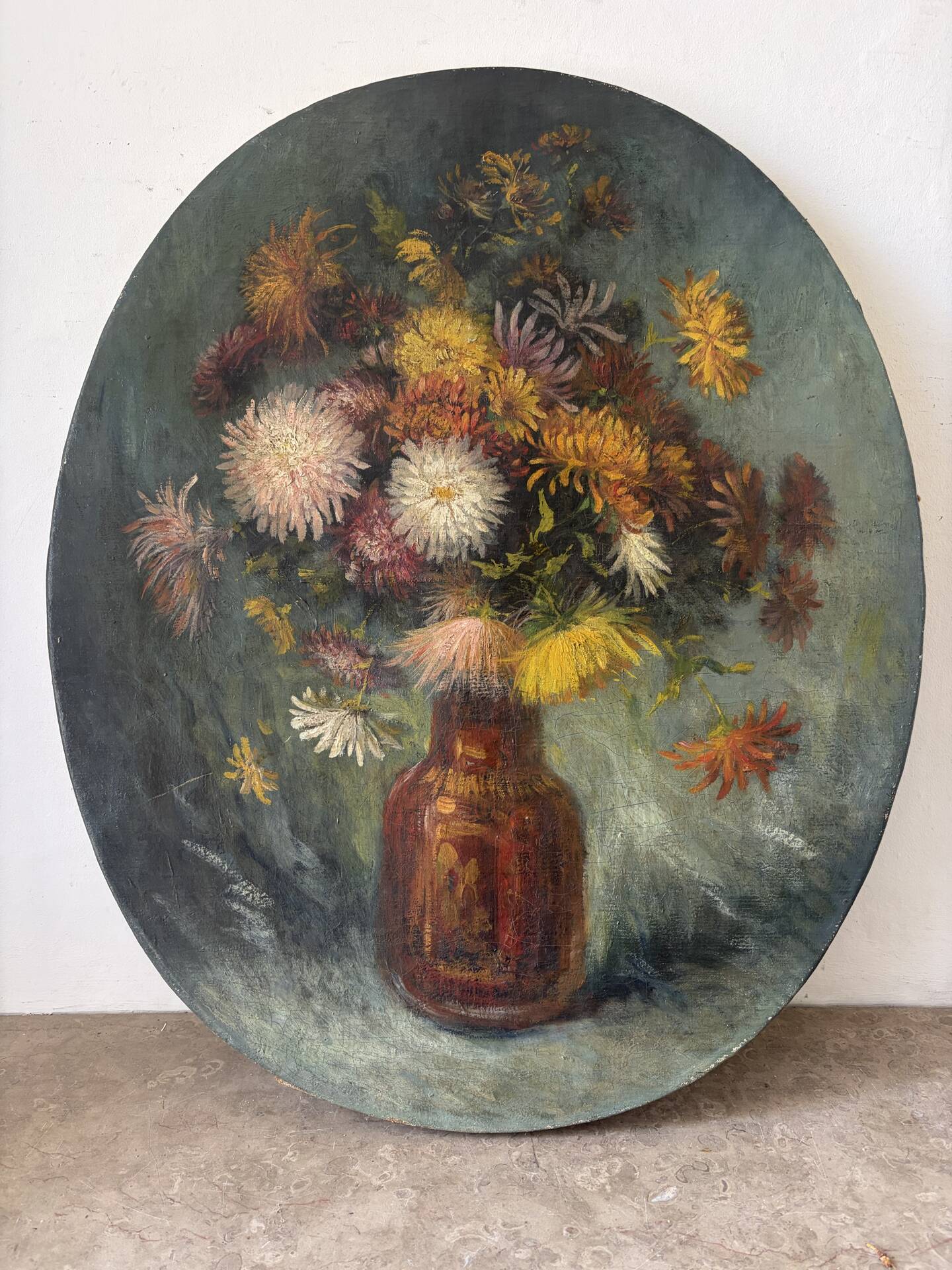 Oval bouquet, oil on canvas