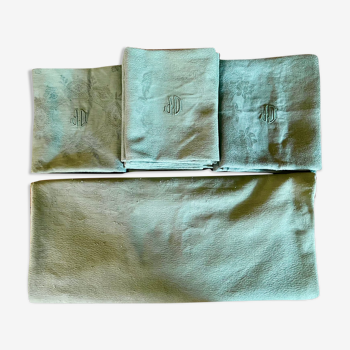 Ensemble nappe & 12 serviettes vert eucalyptus - jd