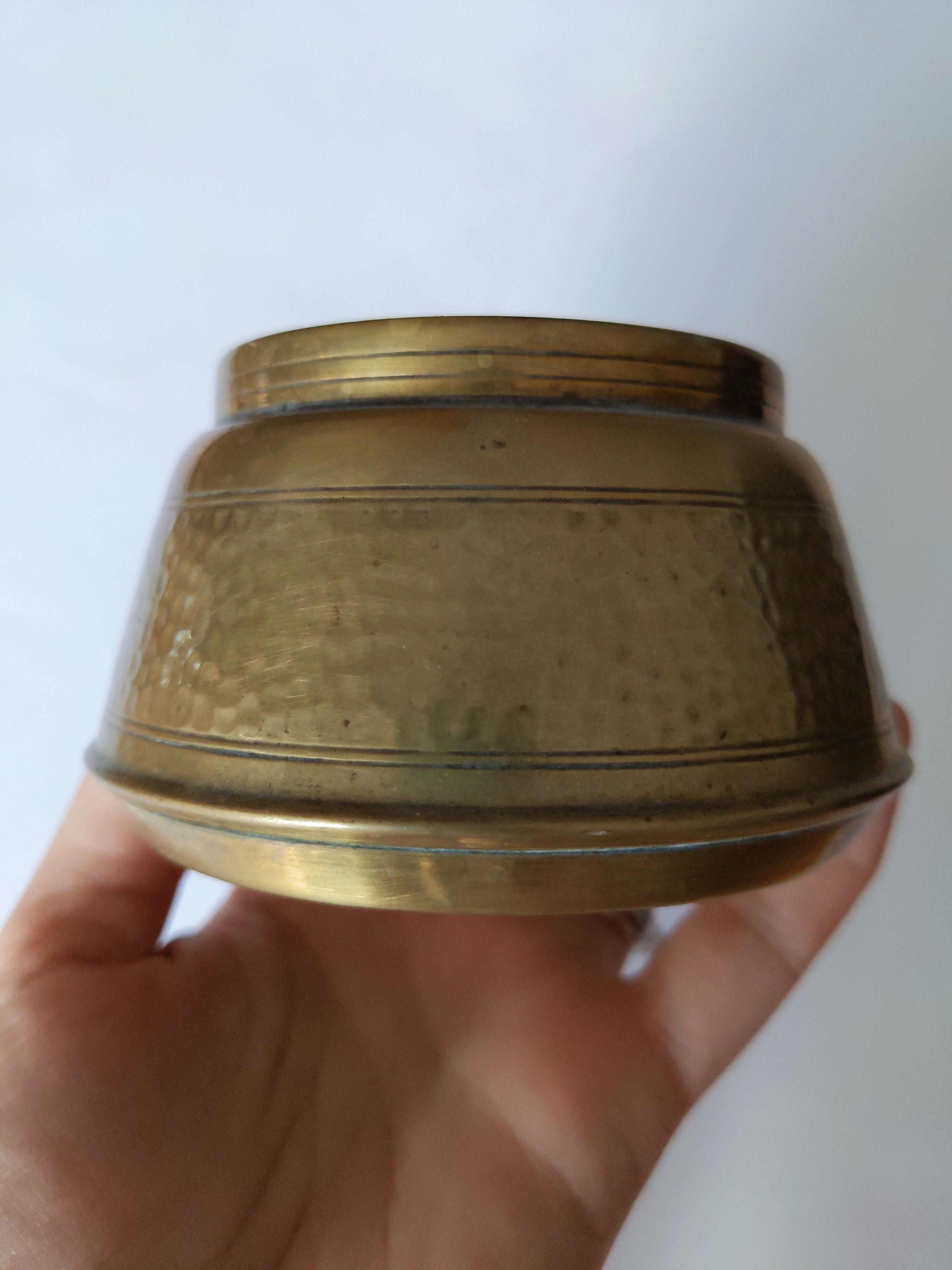 Vintage hammered brass pot cache pot