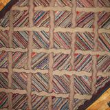 Handmade antique American hooked runner 2.9' x 8.3' (88cm x 252cm) 1880s - 1B439