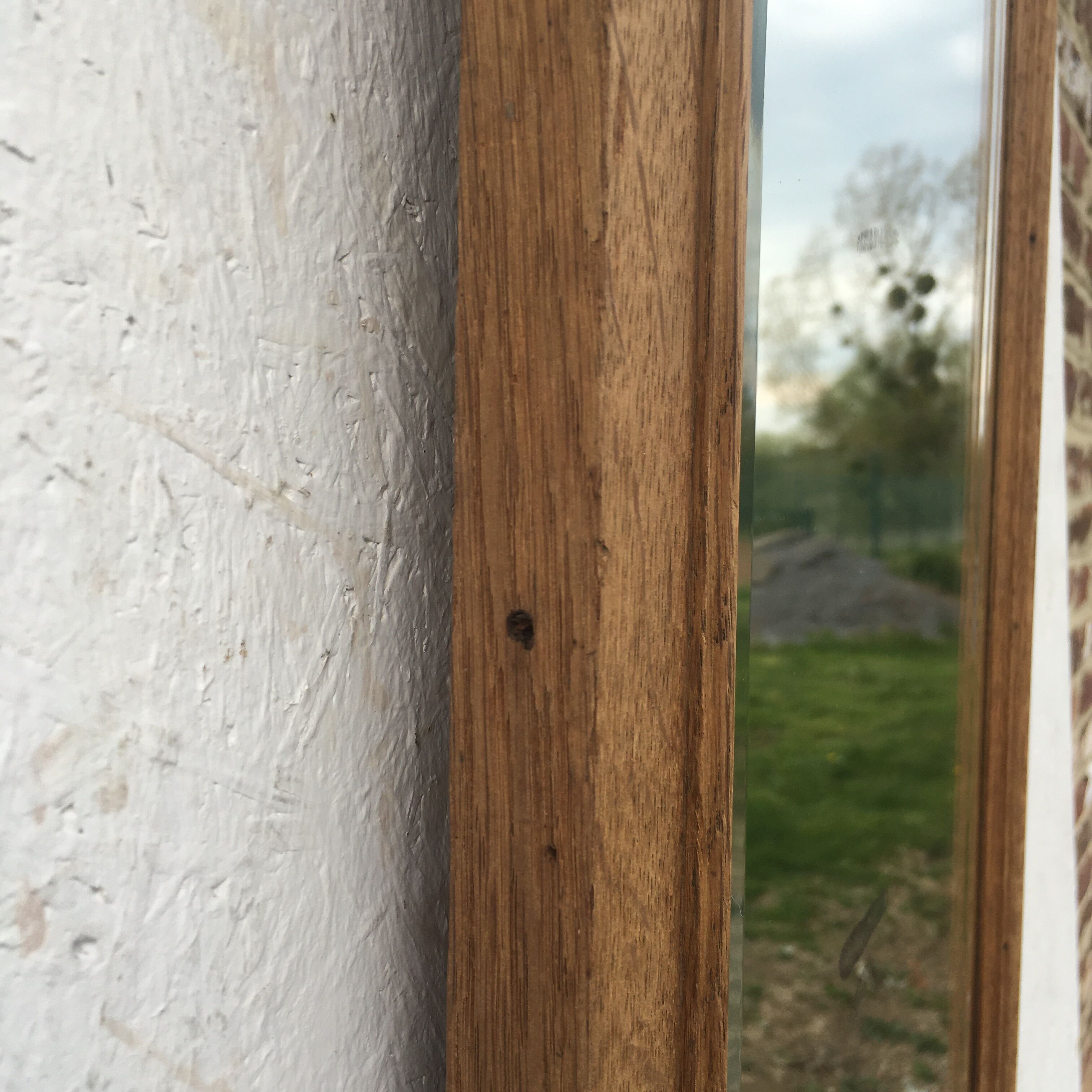 Bevelled mirror oak frame 55x35cm