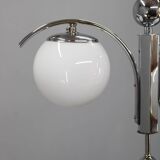 Czechoslovak Art Deco chrome chandelier with opaline glass, 1930s