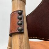 Mid-century safari lounge chair in bamboo and Danish leather, 1960s.