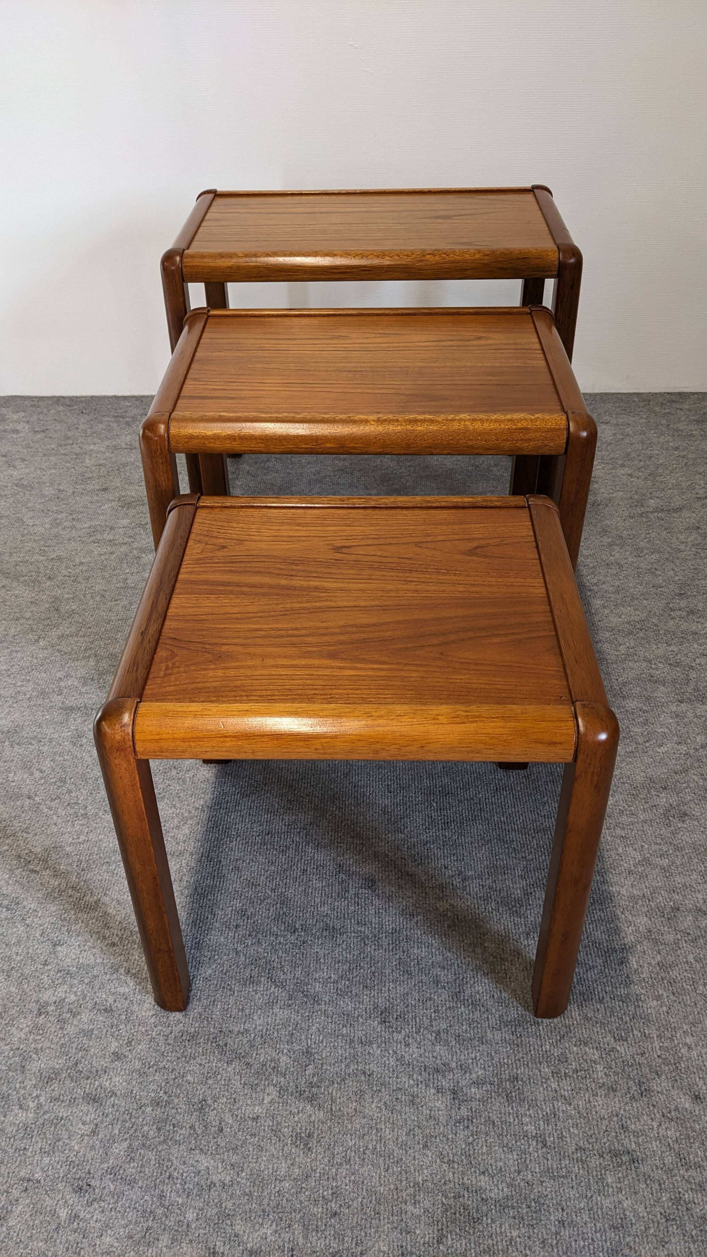 Nesting tables in Scandinavian style, made of teak, circa 1980
