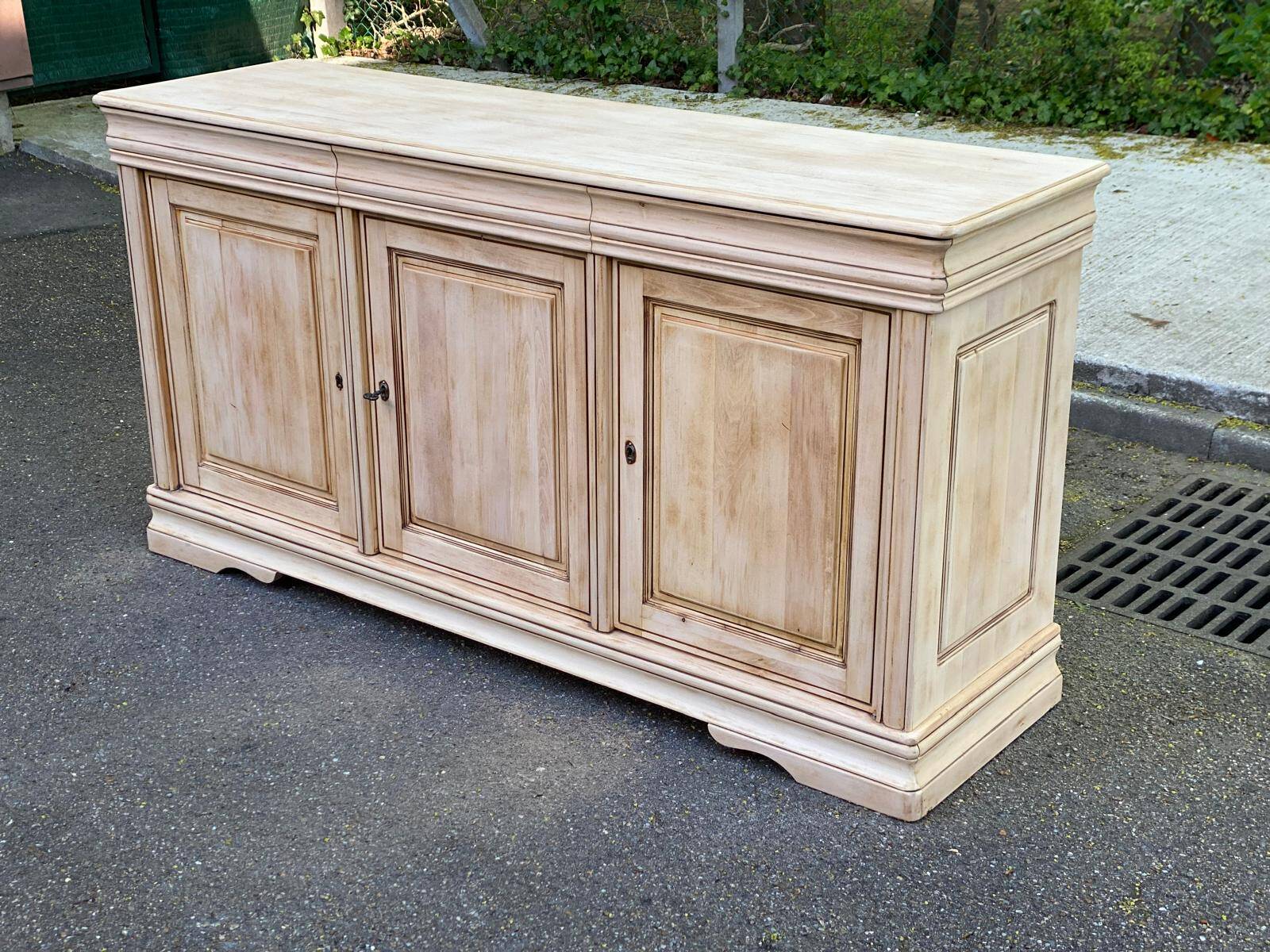 Louis Philippe rustic buffet, vintage, renovated in solid wood, 185cm.