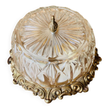 Glass and chiseled bronze ceiling light from the 50s/60s