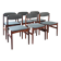6 Scandinavian chairs in rosewood, with green-grey seats.