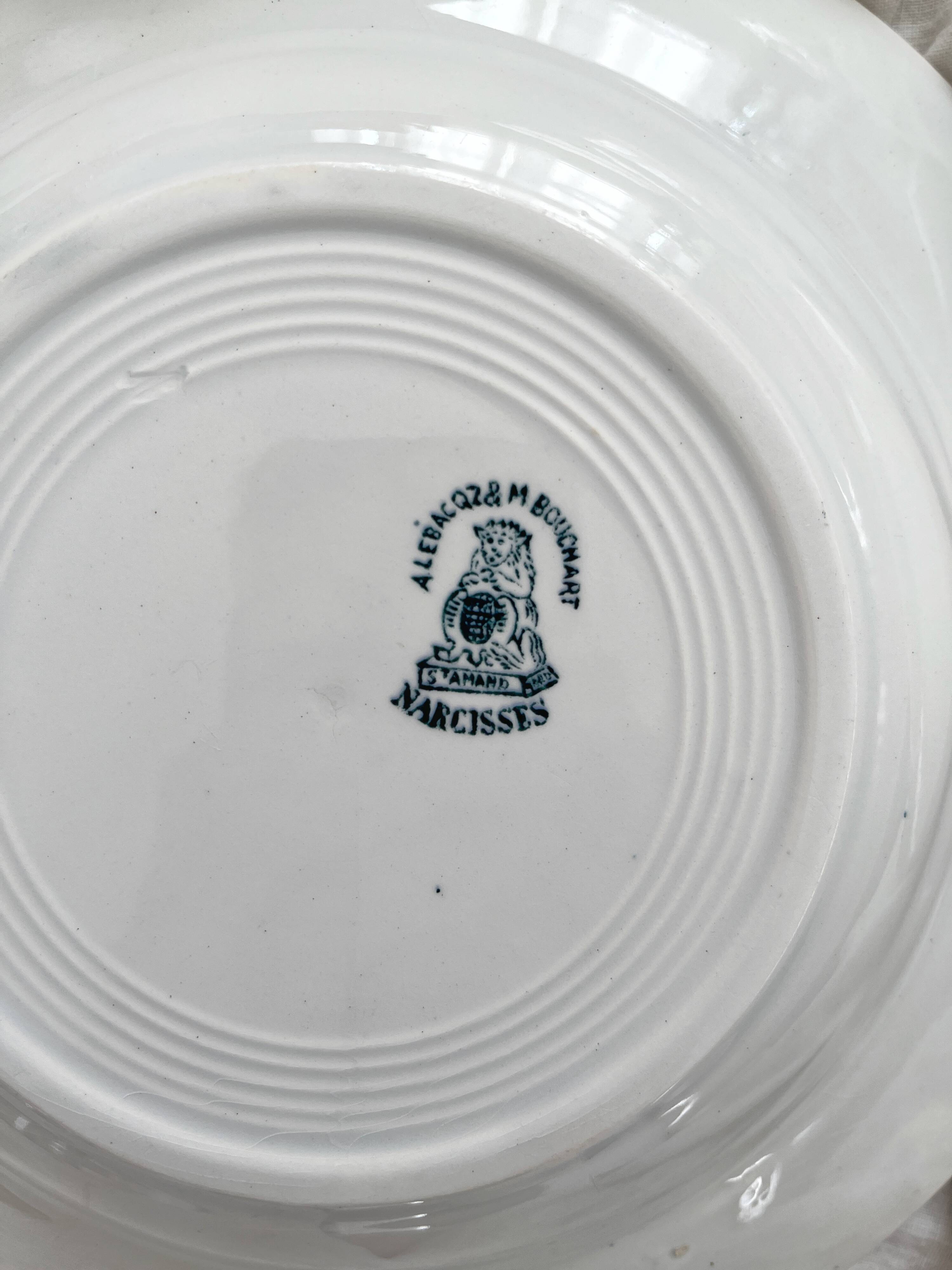 4 ironstone soup plates "Narcissus" Saint Amand A. Lebacqz & M. Bouchart