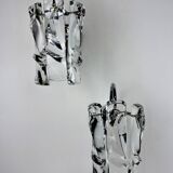 Pair of JT Kalmar frozen wall sconces, Murano glass, Austria, 1970s