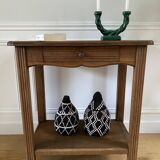 Console, Vintage side table with a drawer and a low shelf in solid wood