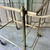 Vintage brass rolling bar cart