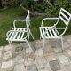 Paire de fauteuils de jardin en aluminium laqué blanc  -  HUGONET