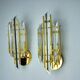 Pair of Venini wall lights, triedri glass, murano, Italy 1970
