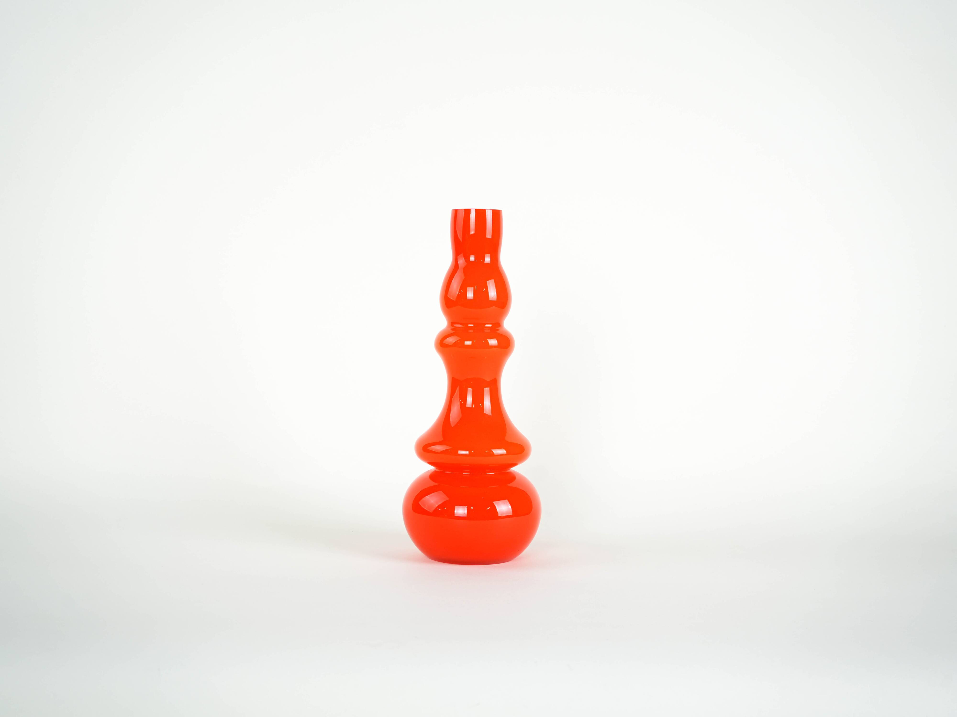 Orange glass vase, Danish design, 1960s, made in Denmark