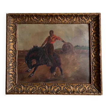 Cavalcade of the guardian of Camargue 1930 E. Lafargue oil on panel