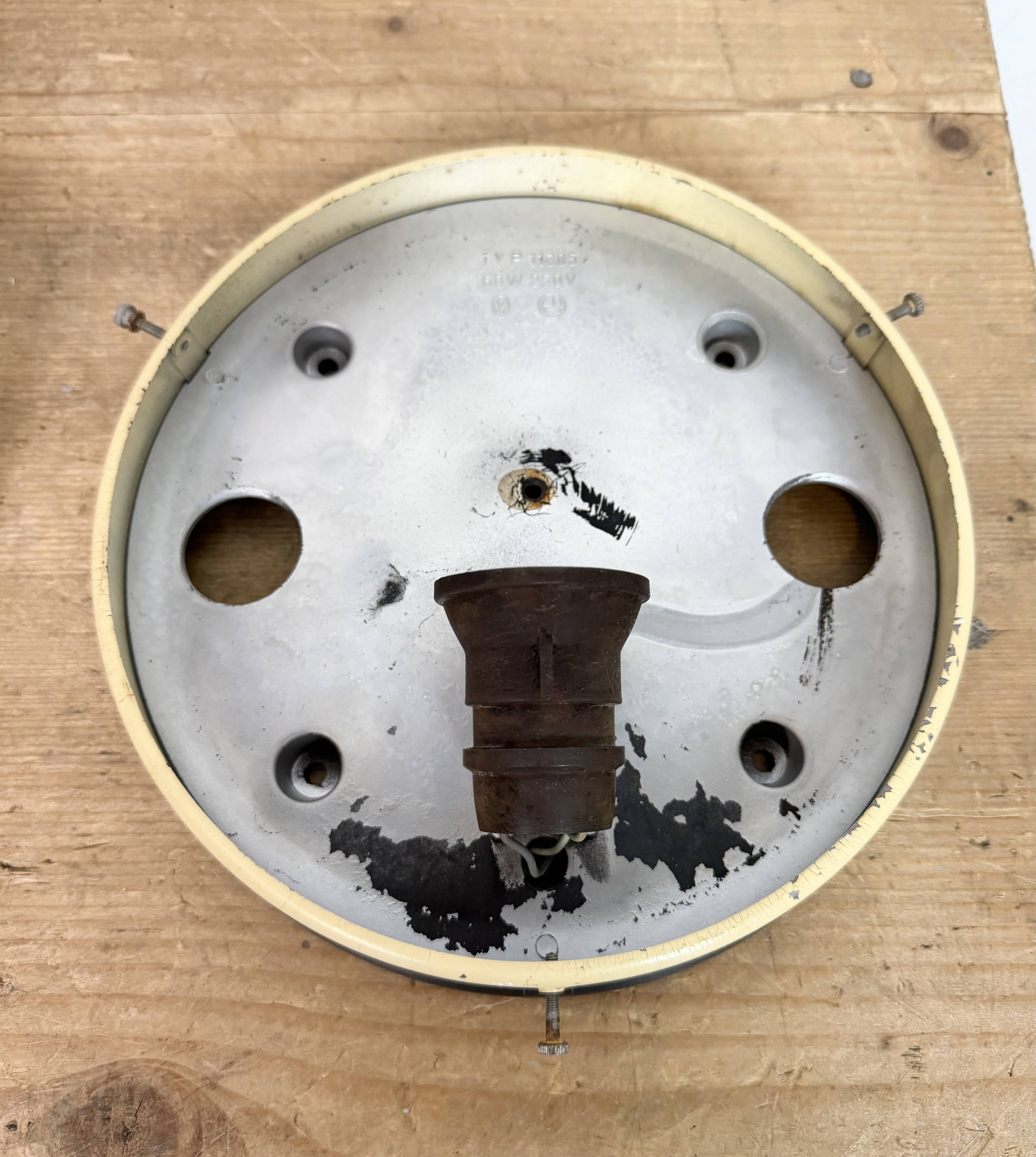 Industrial Bakelite Wall or Ceiling Light with Milk Glass, 1950s