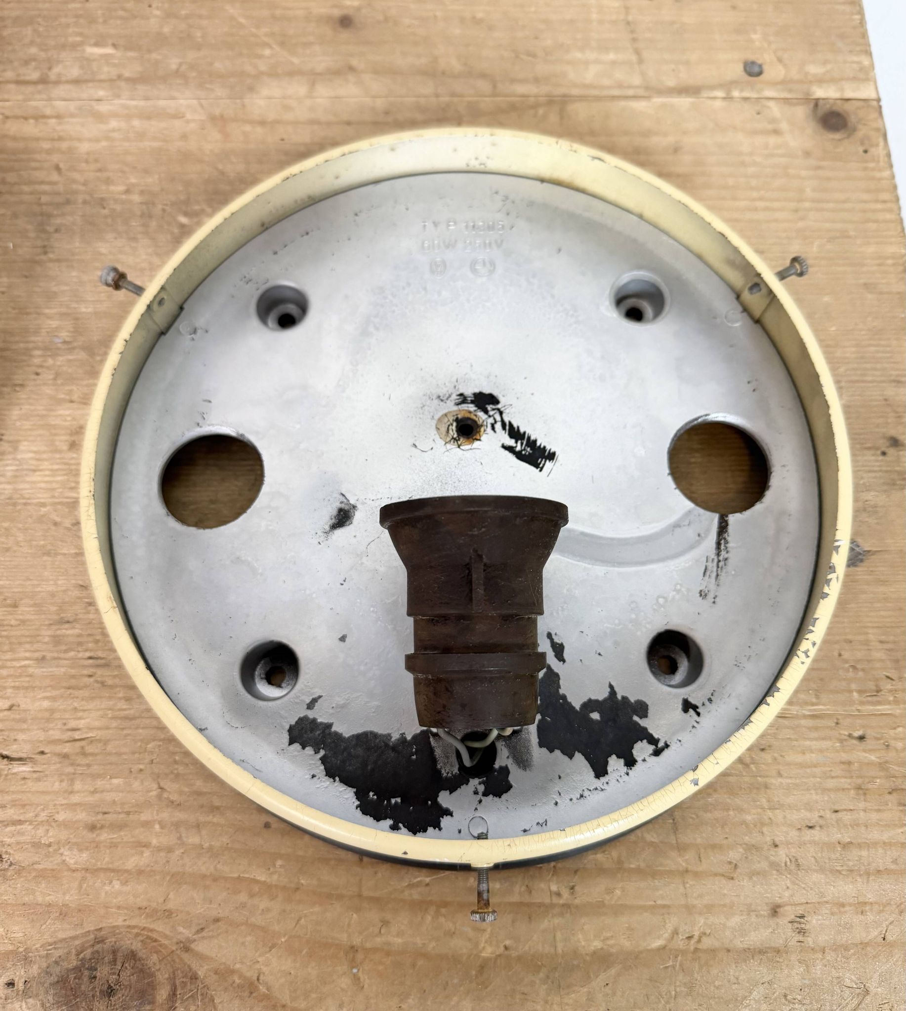 Industrial Bakelite Wall or Ceiling Light with Milk Glass, 1950s