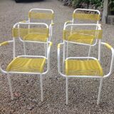 Set of 4 garden armchairs in metal and scoubidou wire