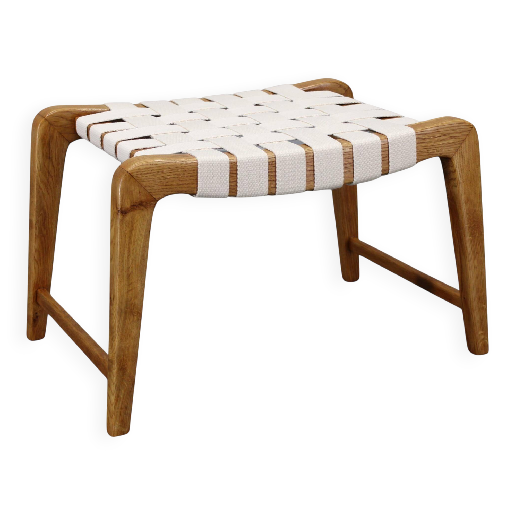 Jan Vaněk mid-century oak stool, Czechoslovakia, 1950s
