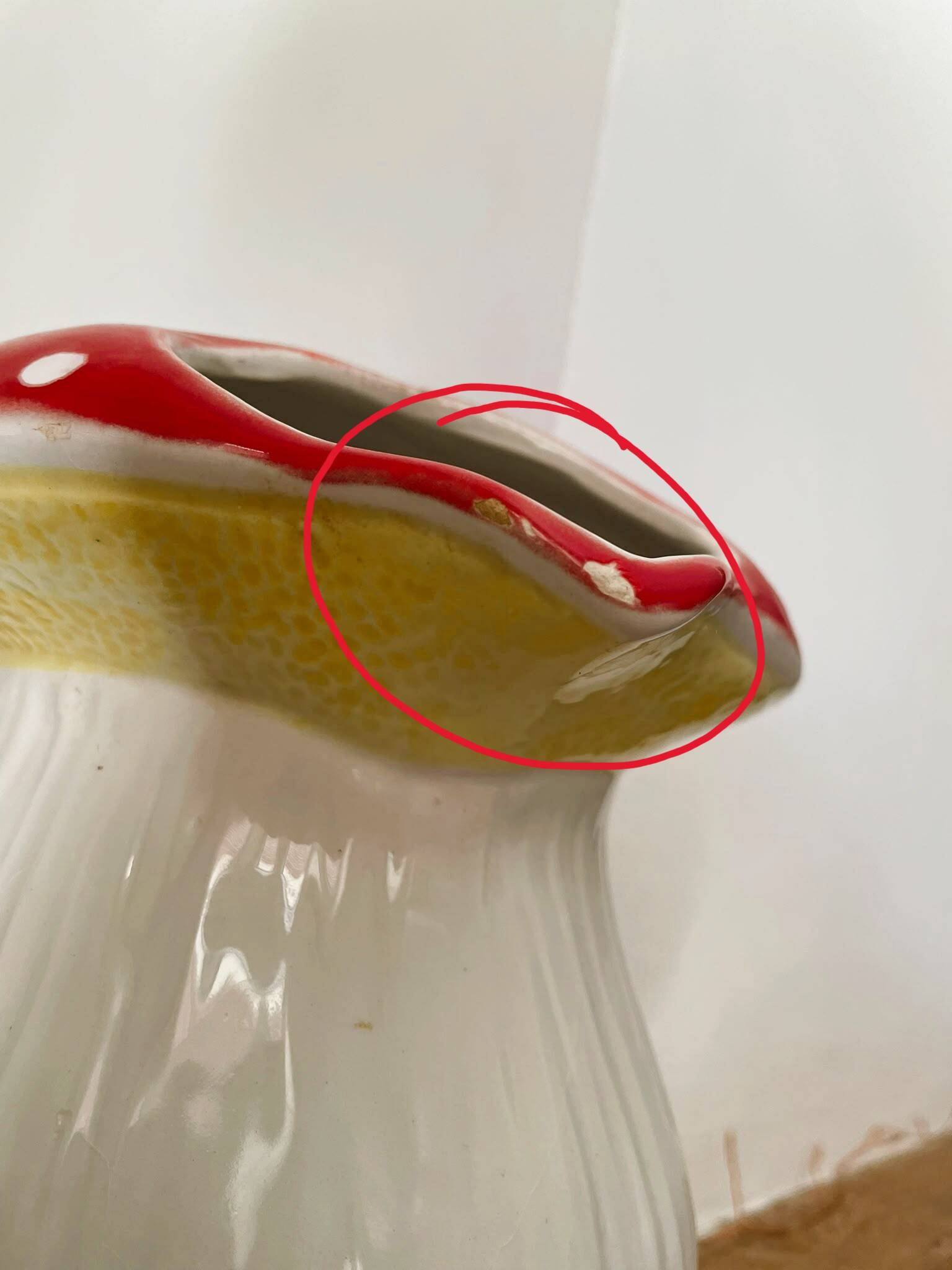 Vintage mushroom barbotine carafe