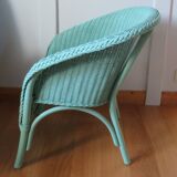 Fauteuil rotin osier vintage 1985 vert