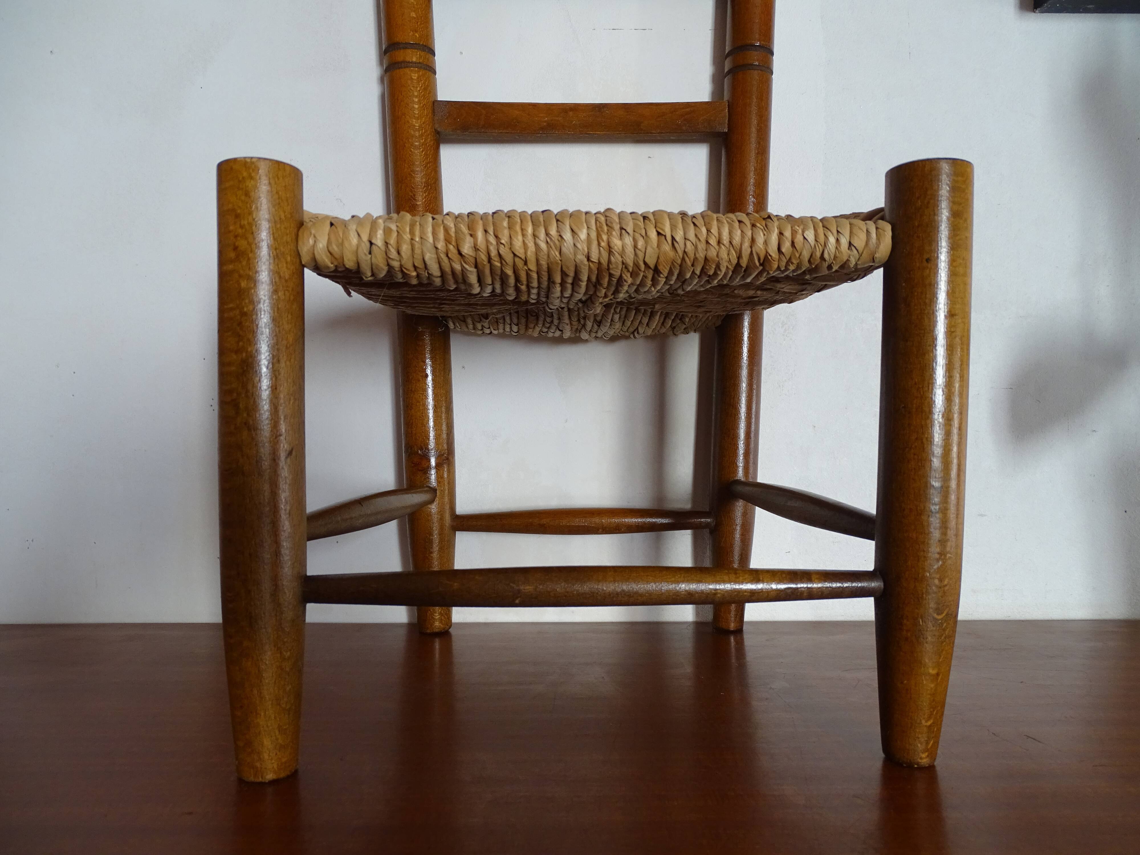 Chaise bois paillée enfant vintage