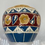 Cache pot ancien en faïence émaillée et cloisonnée