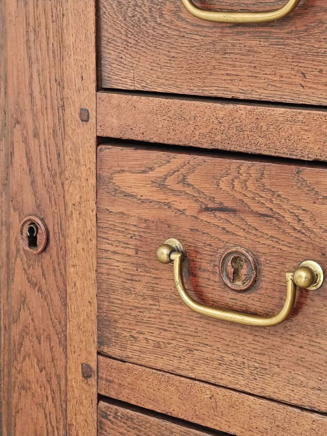Antique solid wood workbench, dough cabinet from the 18th century.
