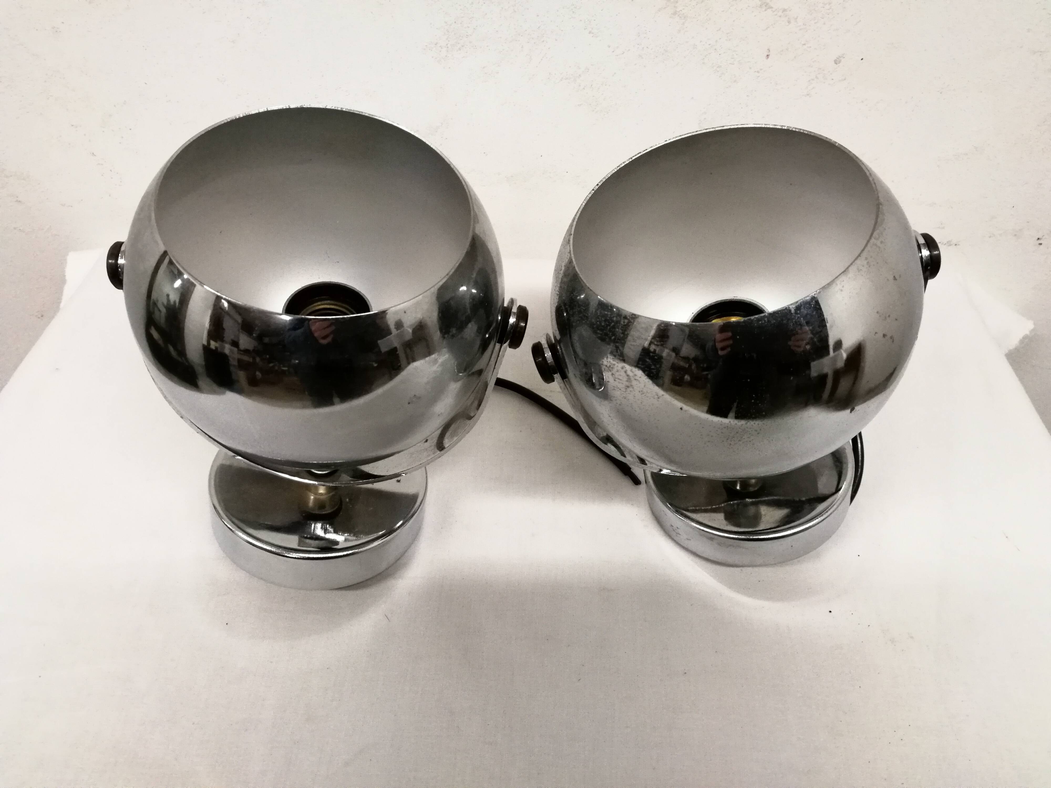 Pair of vintage chrome spotlights from the 70s