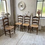 Set of rustic Provençal mulched chairs