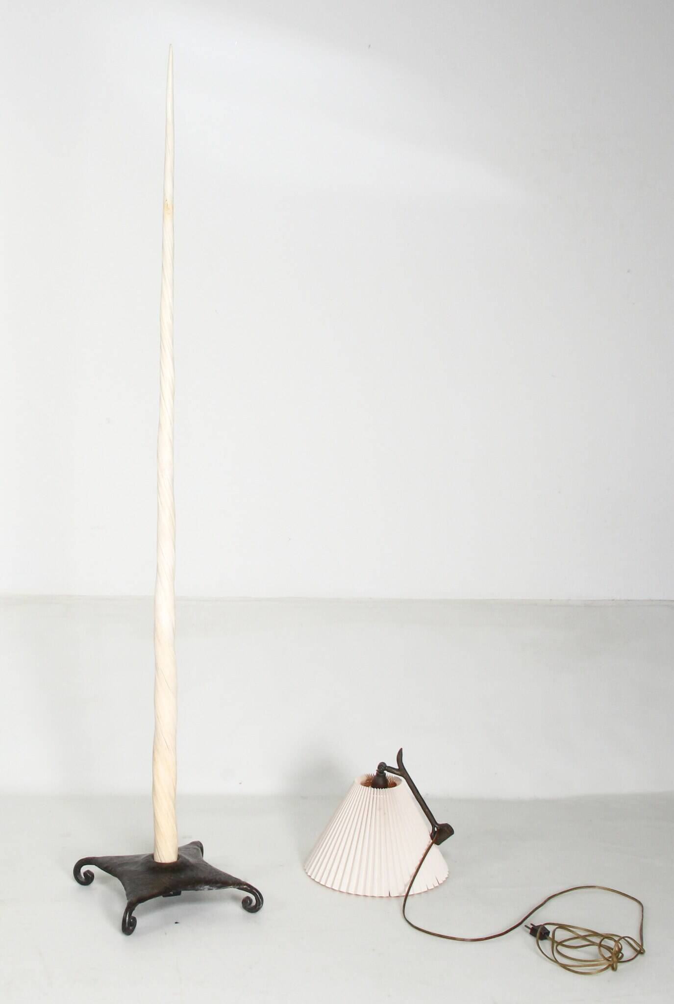narwhal tusk mounted as a lamp - Denmark (Greenland) 1940s