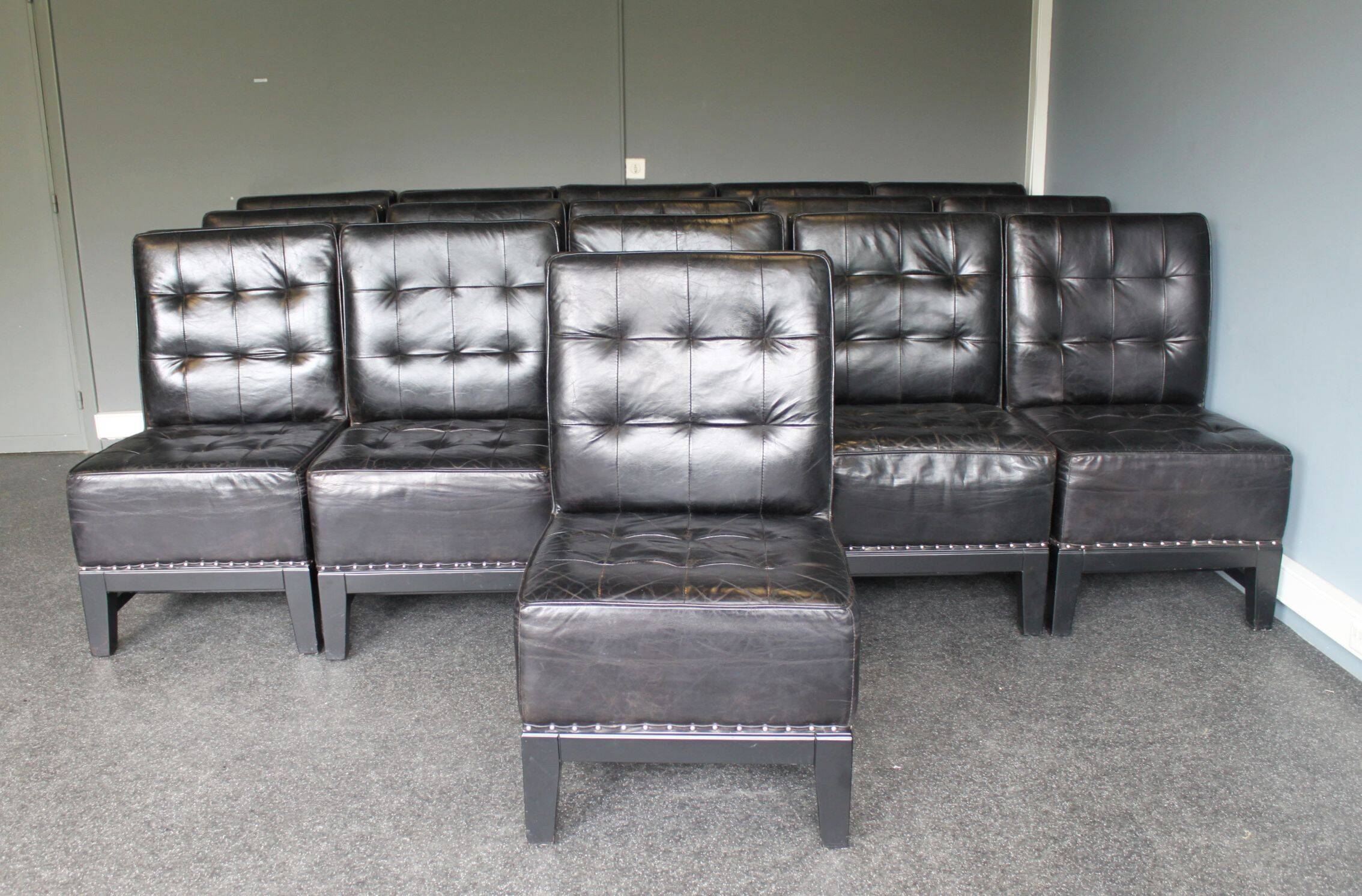 Modern black leather armchair, 20th century.