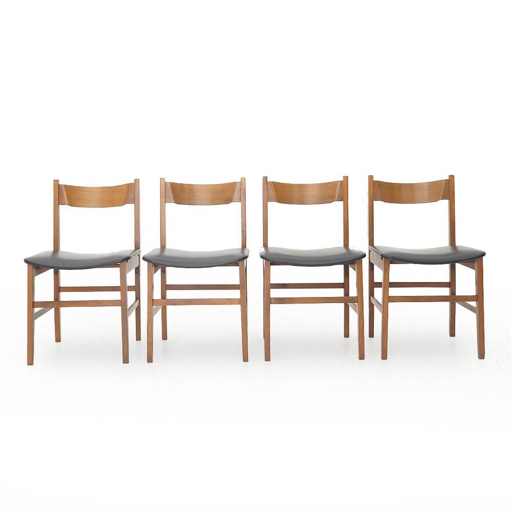 Chaises en bois vintage avec siège rembourré, années 1950, lot de 4