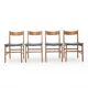 Chaises en bois vintage avec siège rembourré, années 1950, lot de 4