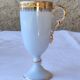 6 tall cups - Empire style - white and gold Limoges porcelain
