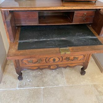 19th century secretary chest of drawers in cherry and ash burl