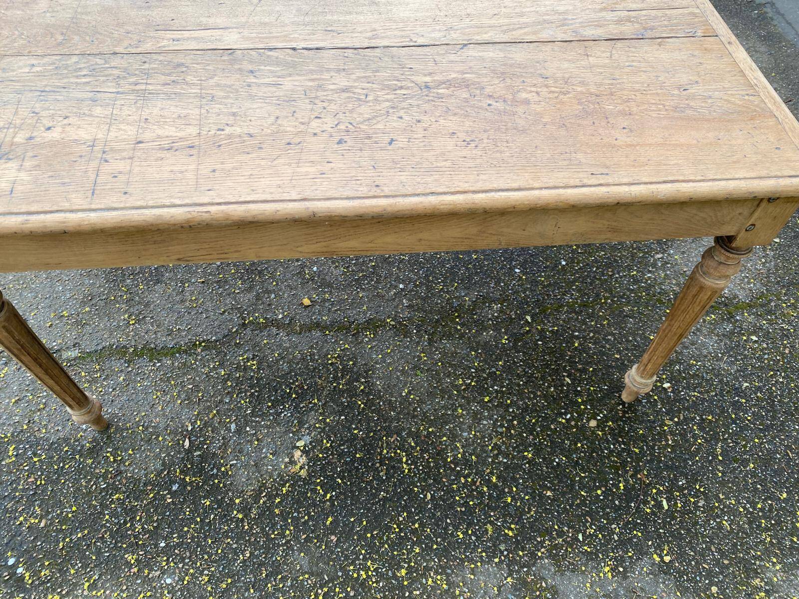 19th-century Louis XVI solid oak farmhouse table, 140cm.