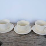 Series of 7 vintage ceramic cups and saucers by Le Pot de Terre