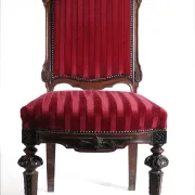 Nineteenth-century French carved chair with red velvet