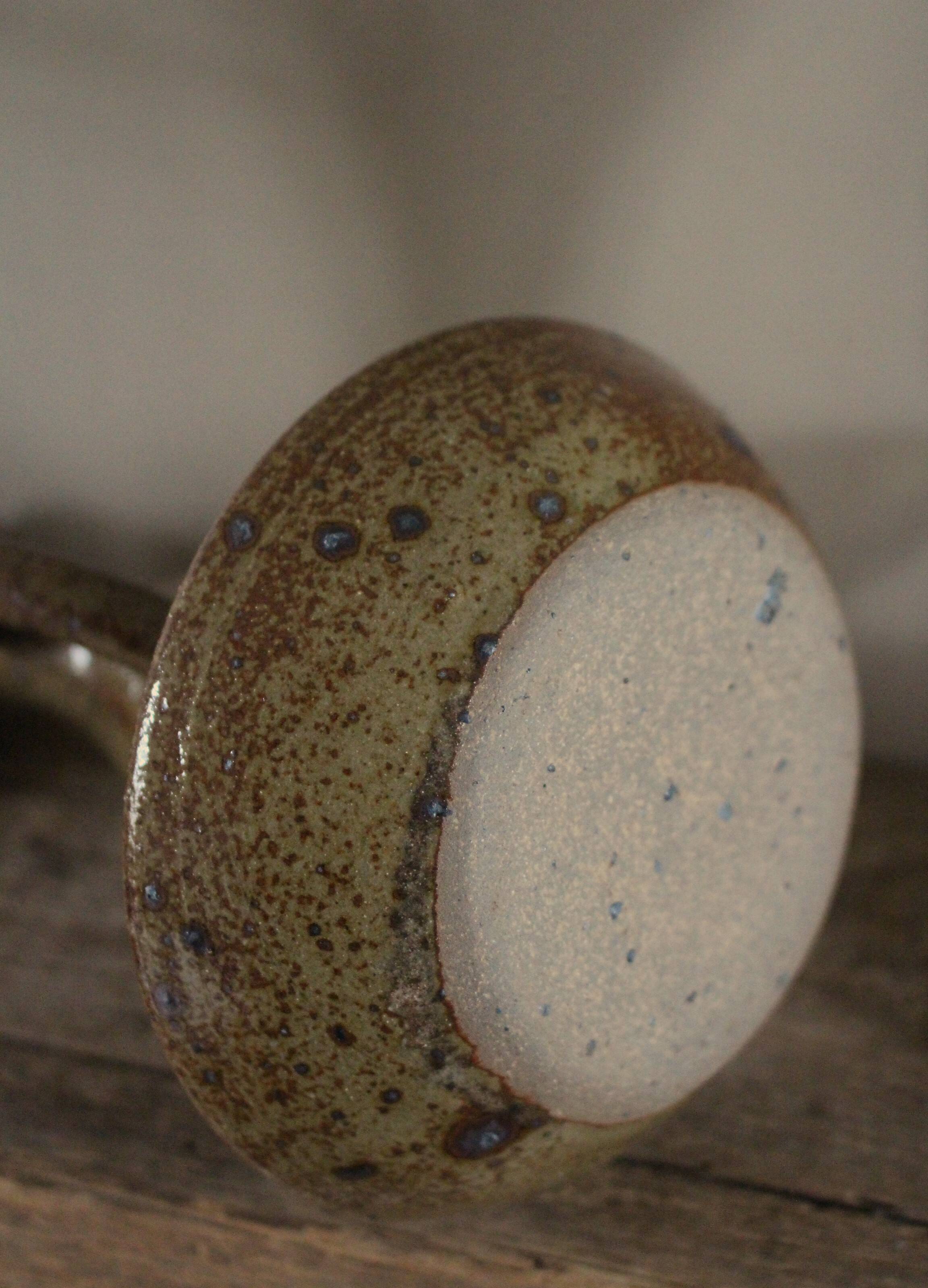 Vintage cellar rat pyrite stoneware candle holder