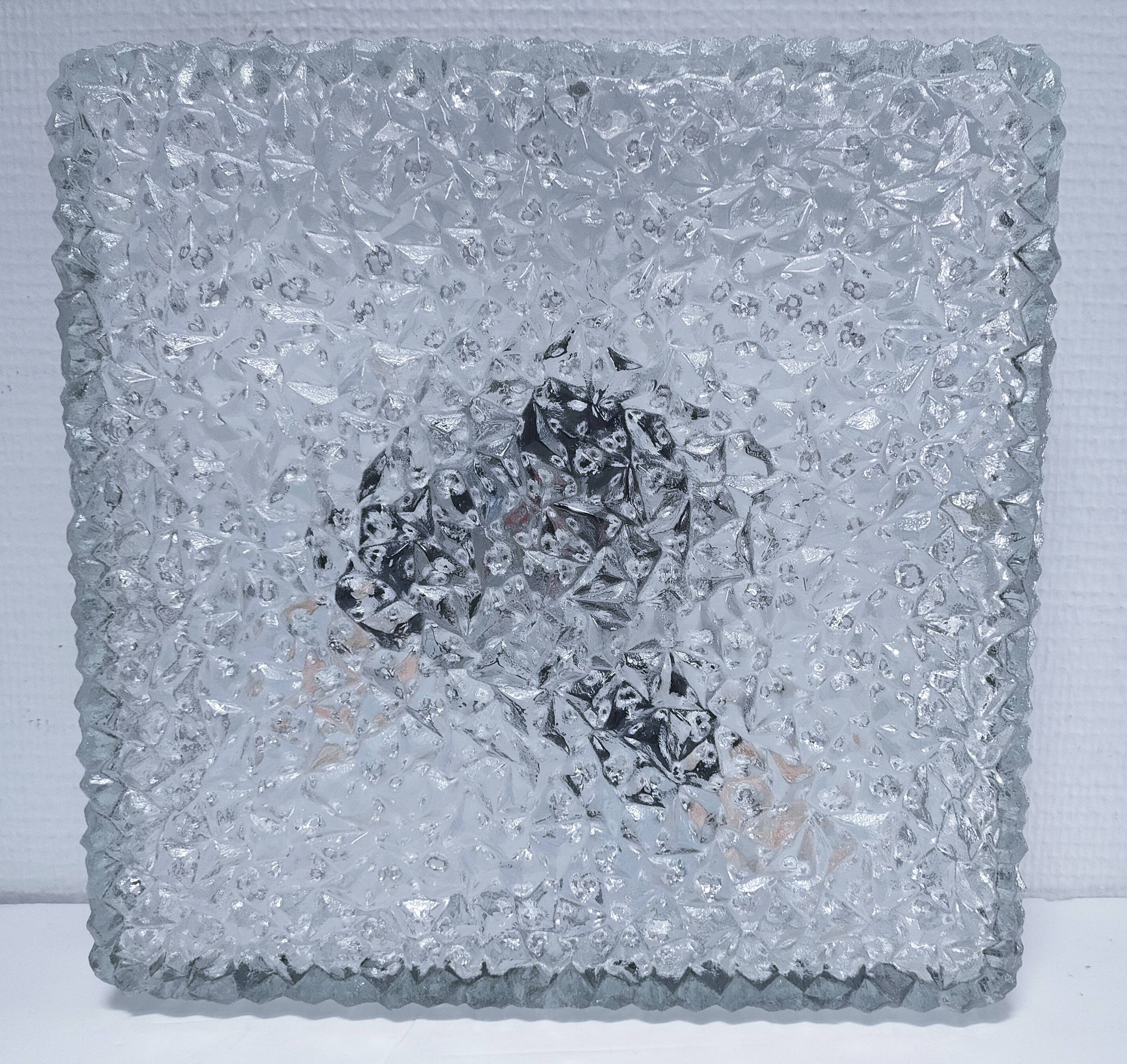 Holophane square wall lamp XL glass design 60s
