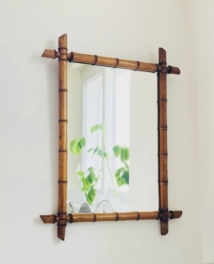 Grand miroir mural en Bambou époque XIXe (livrable)